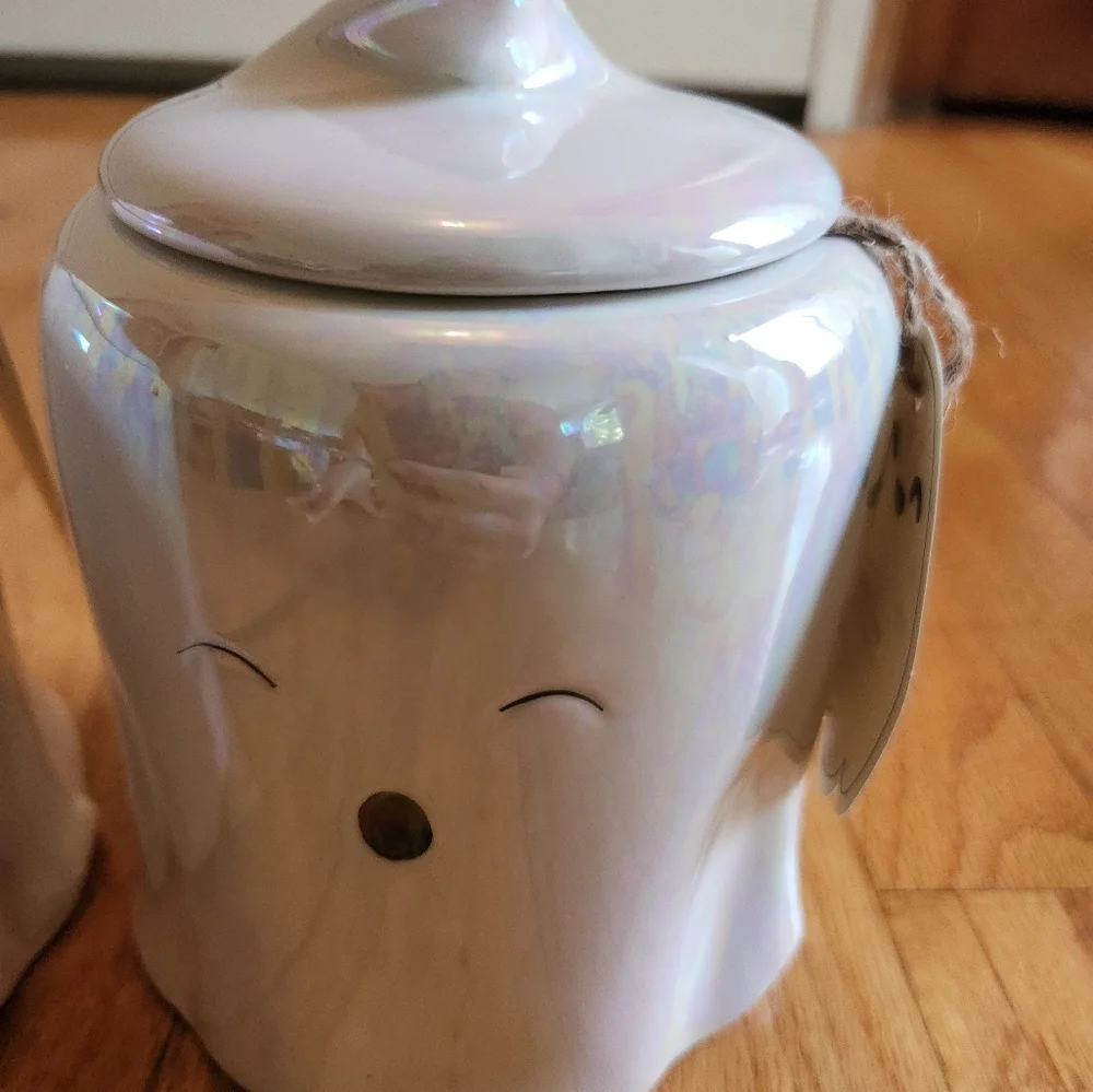 Halloween Ghost Irridescent Canister NWT
